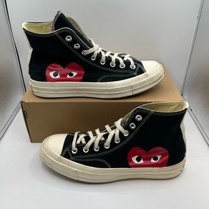 Converse Black High-Top Sneakers with Red Heart comme de garçon men’s